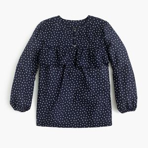J.Crew Petite M ruffle top in tiny cherries, NWT